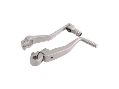 Set: Kickstarterhebel + Fußschalthebel klappbar, Silber matt