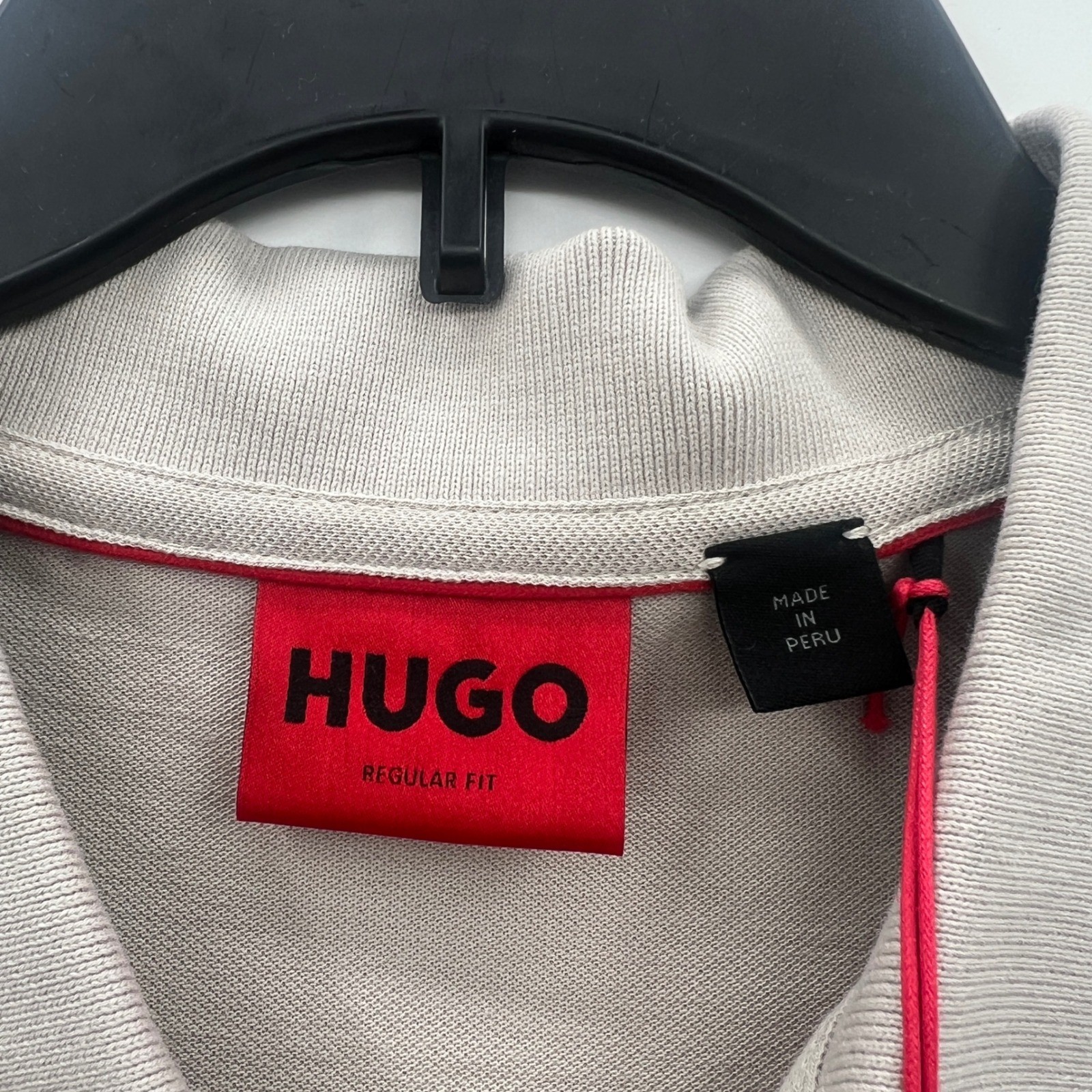 NEW HUGO BOSS Red Hot Regular Fit Polo Shirt Men Beige Short Sleeve Size L $98 thumbnail 3