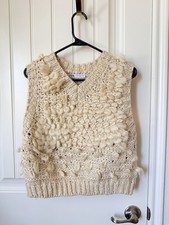 ZARA Womens Chunky Knit Sweater Vest Cream Wo...