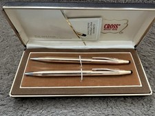 Vintage Cross 14k Gold Filled Fountain Pen Pencil Set Original Box