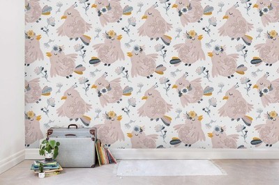 3D Bird Baby Sleeping Flower Pattern Wall Murals Wallpaper Murals Wall Sticker
