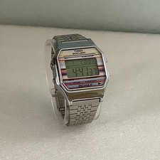 Timex Mont Libro Digital Wristwatch Multi Color Border Retro Timepiece