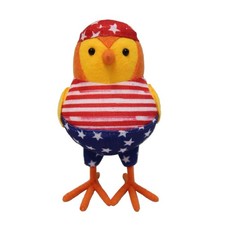 Featherly Friends Sun Spot July 4th American Flag Drummer Bird Figurine 6  