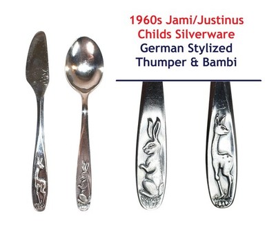 1960s Vintage Jami / Justinus CHILDREN'S  BAMBI THUMPER Silverware Spoon Knife