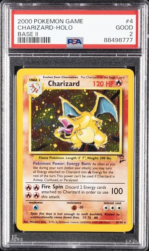 2000 POKEMON BASE SET 2 #4 CHARIZARD-HOLO PSA 2