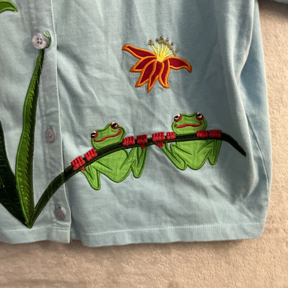 Top Michael Stars Mujer Abotonado Azul Geométrico Mediano Algodón Manga Corta Foto 3 de 4