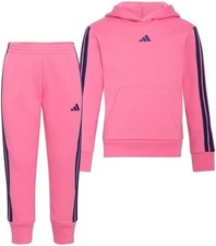 NEW Girl's Adidas 2 Piece Hoodie and Joggers Set Pink Size 7