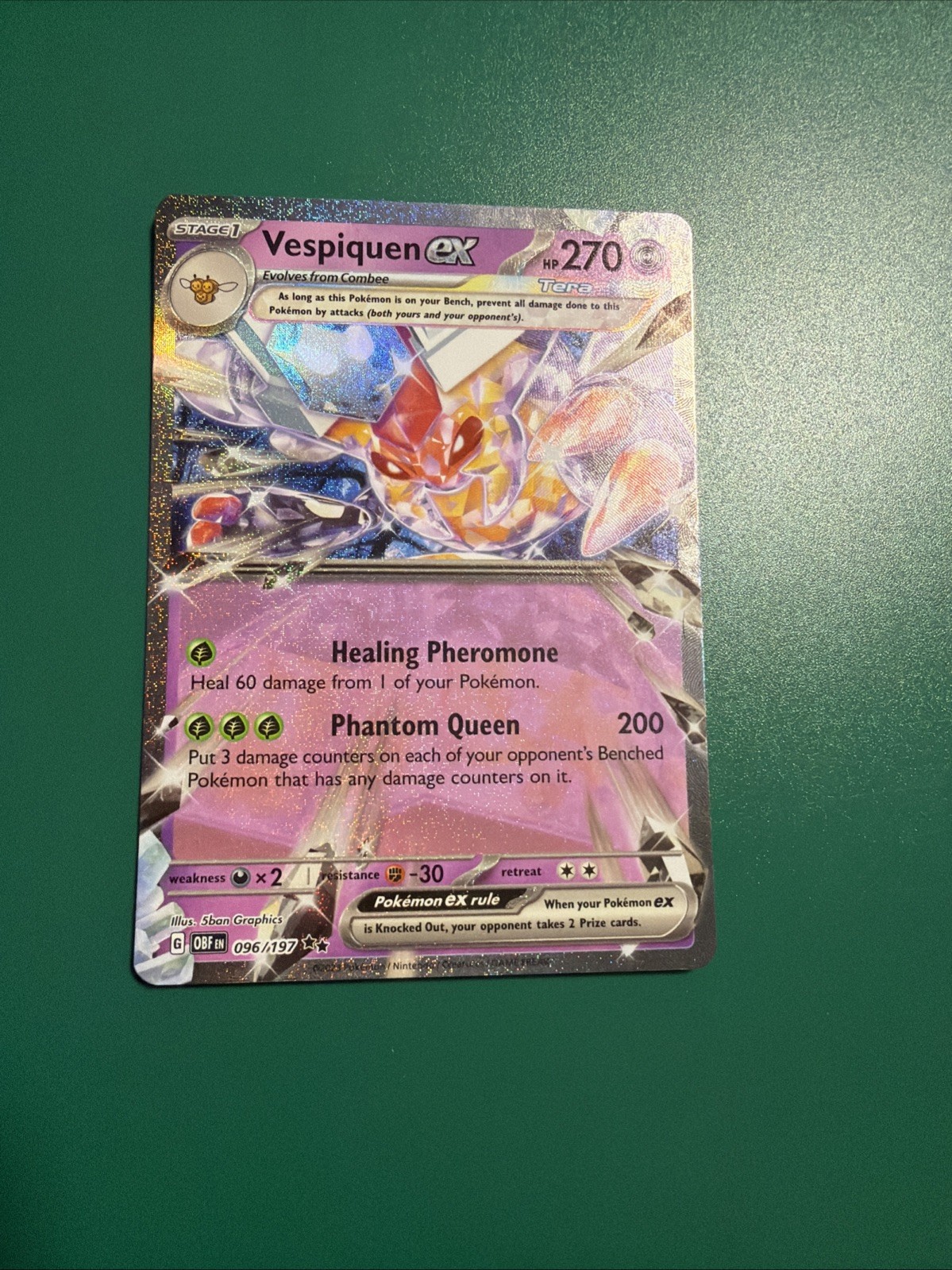 Pokemon Card Vespiquen EX Double Rare 96/197 Obsidian Flames