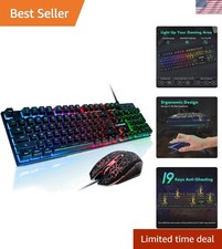 Gaming Keyboard and Mouse Combo, Wired Full Size Keyboard Mouse RGB Backlit...