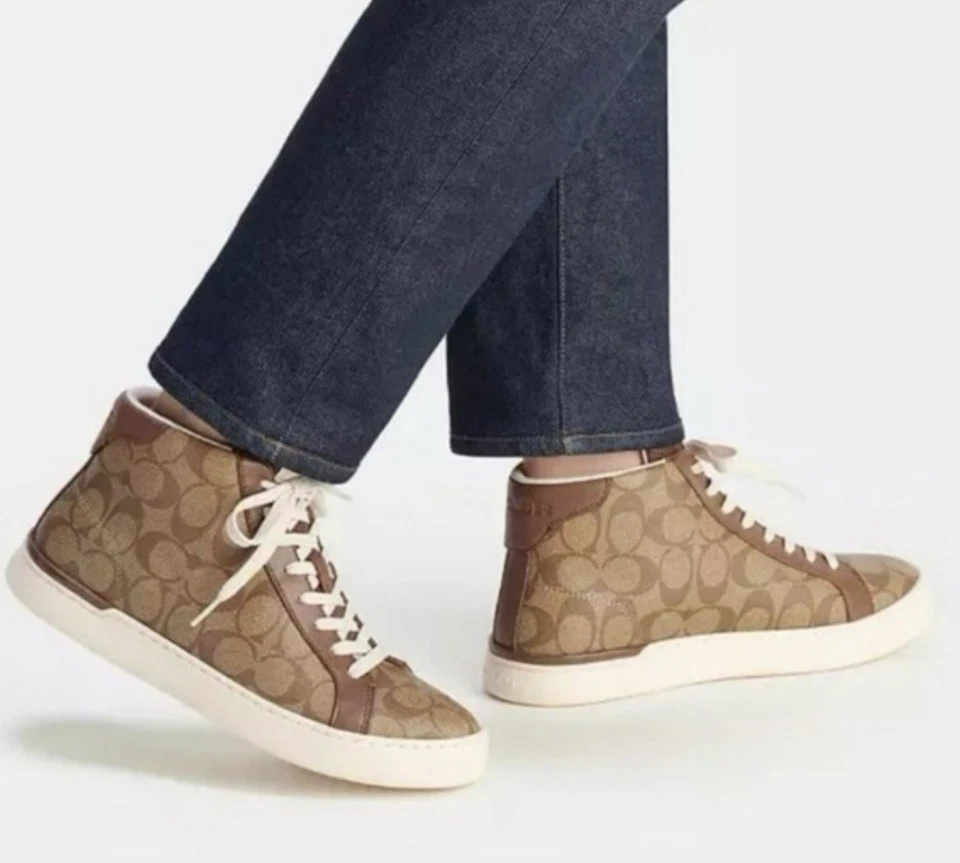 Zapatilla deportiva Coach para mujer con clip Signature de caña alta talla 11B color caqui/silla de montar G5367 Foto 3 de 4