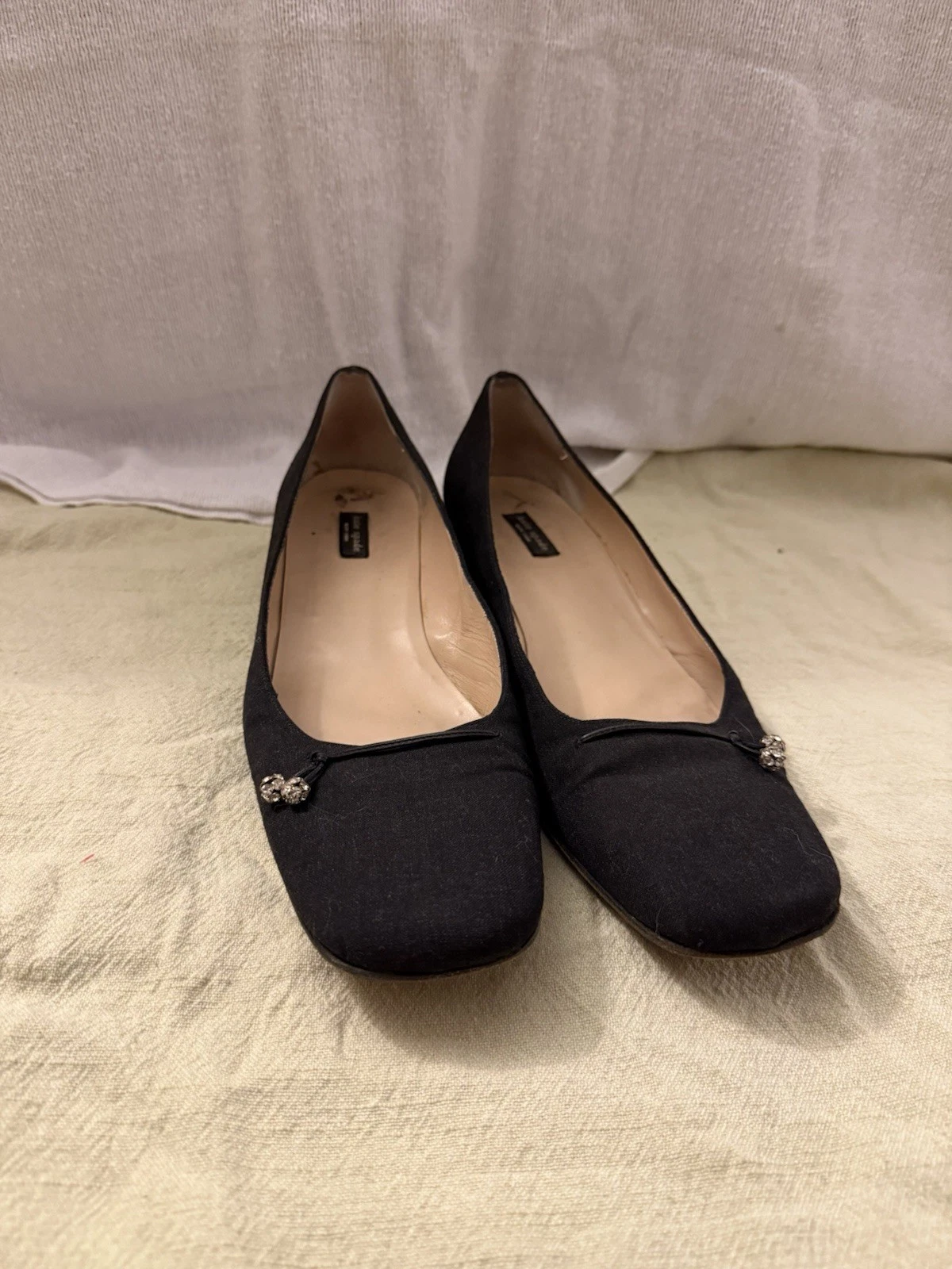 Scarpe eleganti vintage Kate Spade nere con dettagli strass taglia 9 5