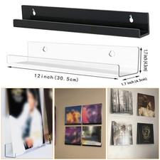 12 Pack Vinyl Record Display Shelf Wall Mount 12 Inch Clear Record Holder