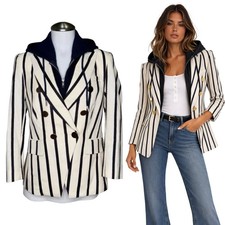  695 VERONICA BEARD Empire Striped Dickey Blazer Jacket Sz 4