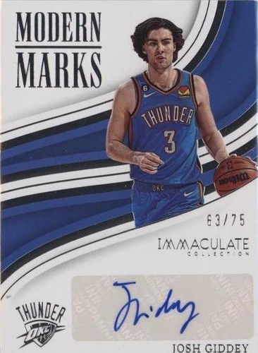 Josh Giddey 2022-23 Panini Immaculate The Standard Patch /99 | eBay