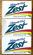 VTG 1992 Original Zest Deodorant Bar Soap Whitewater Fresh 3 Bars 5 oz.  SEALED