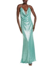 Rene Ruiz Draped Cowl Neckline Gown Women's