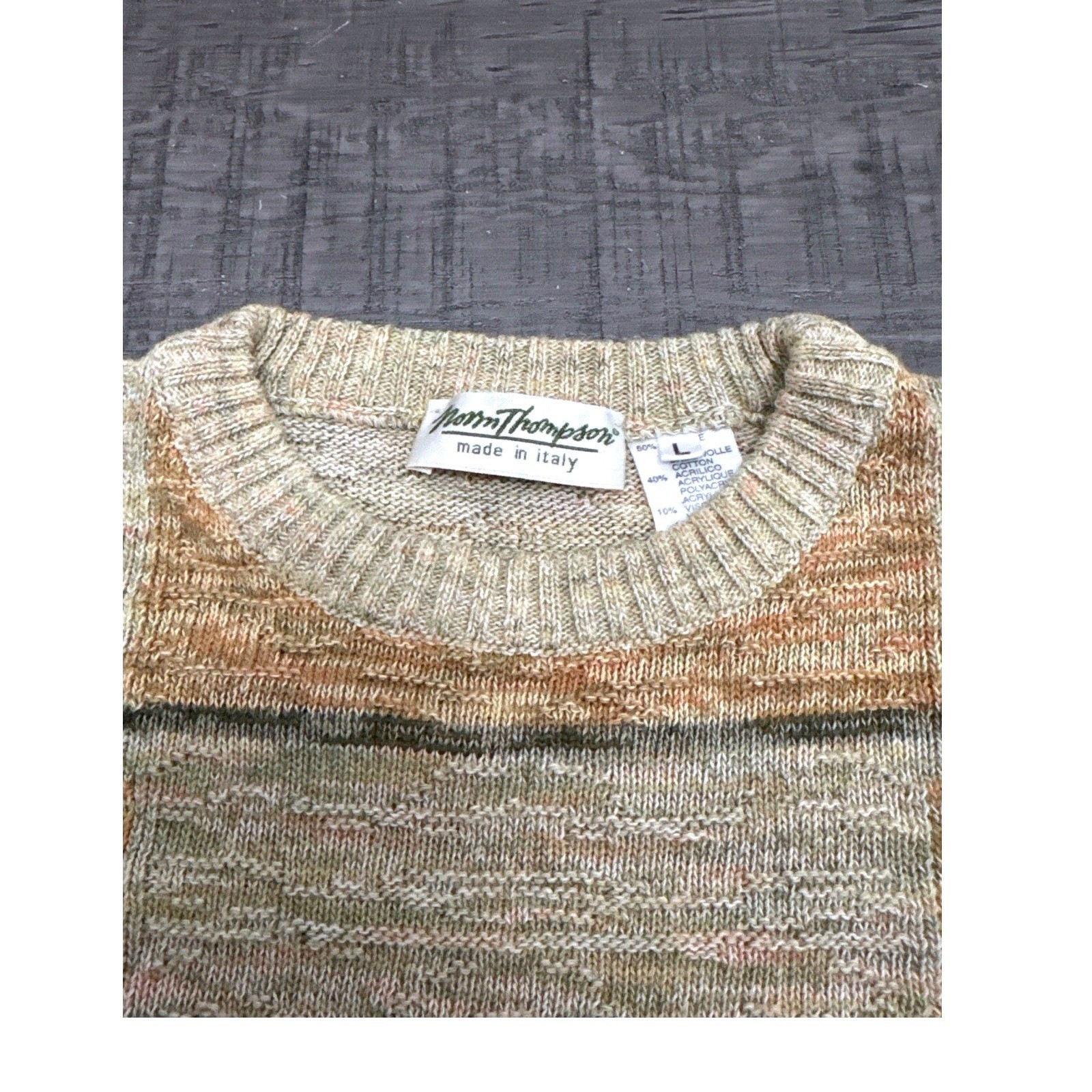 Vintage Norm Thompson Patchwork Knit Sweater Mens… - image 2