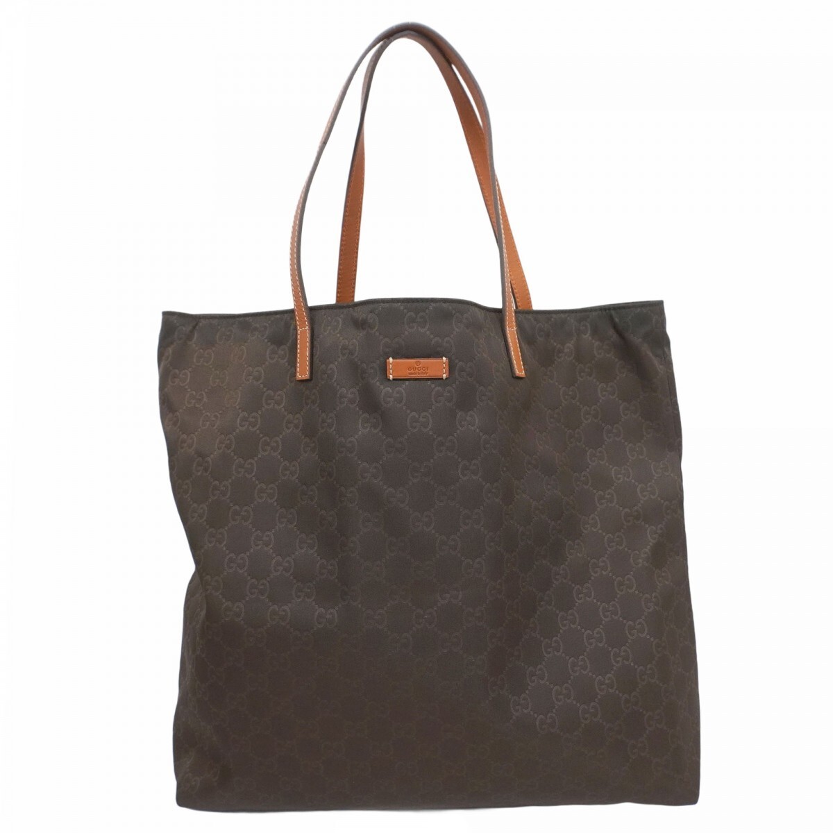 Gucci GG Nylon Tote Bag Brown Champagne Gold Hardware 295252 Auth