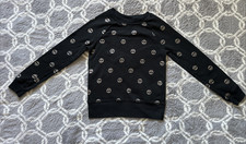 Athletic Works Girl's Smiley Face Fleece Black Sweatshirt Gold Foil Sz S 6/6x