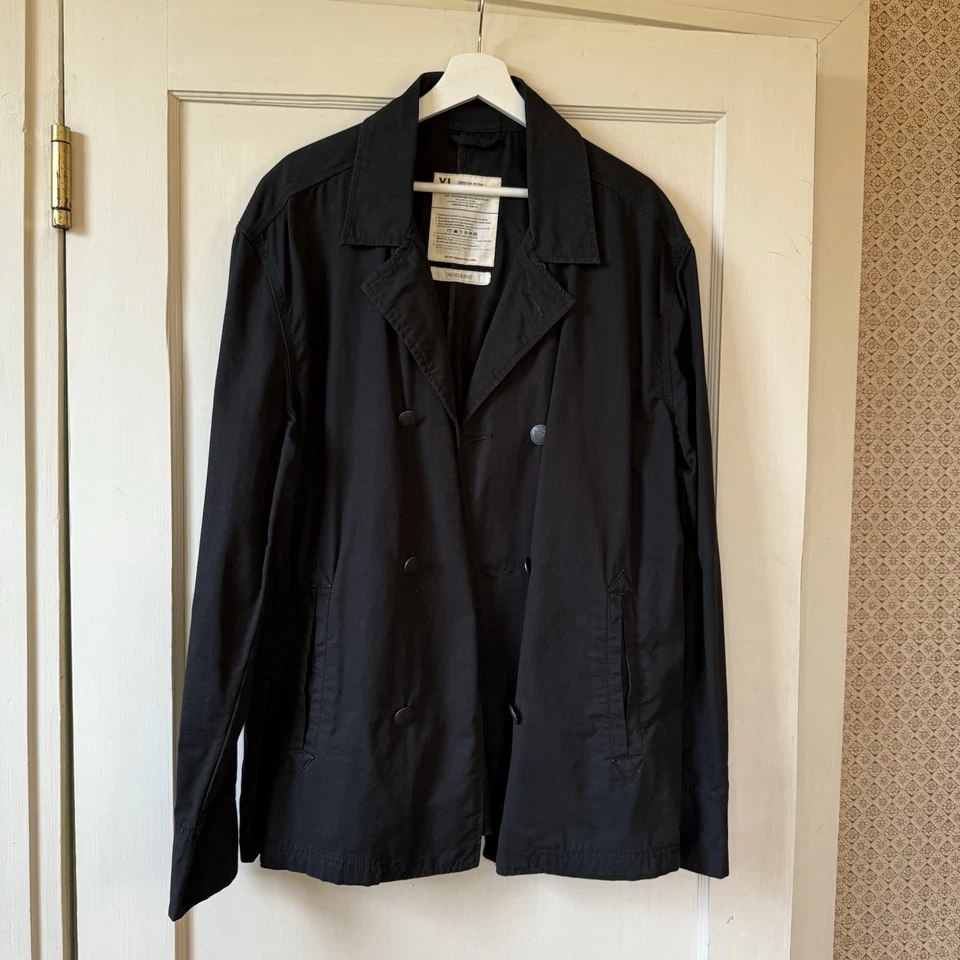 Chaqueta estilo abrigo guisante 100 % algodón negra XL Threads & Heirs para hombre Foto 2 de 4