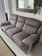 DFS Ryder 3 Seater Recliner Suede Sofa And Electric Recliner Arm Chair