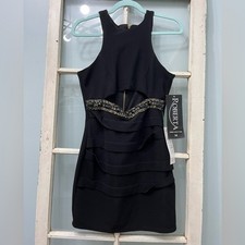 Roberta size M , NWT , formal/prom dress , black w/ sequin, beads & rhinestones