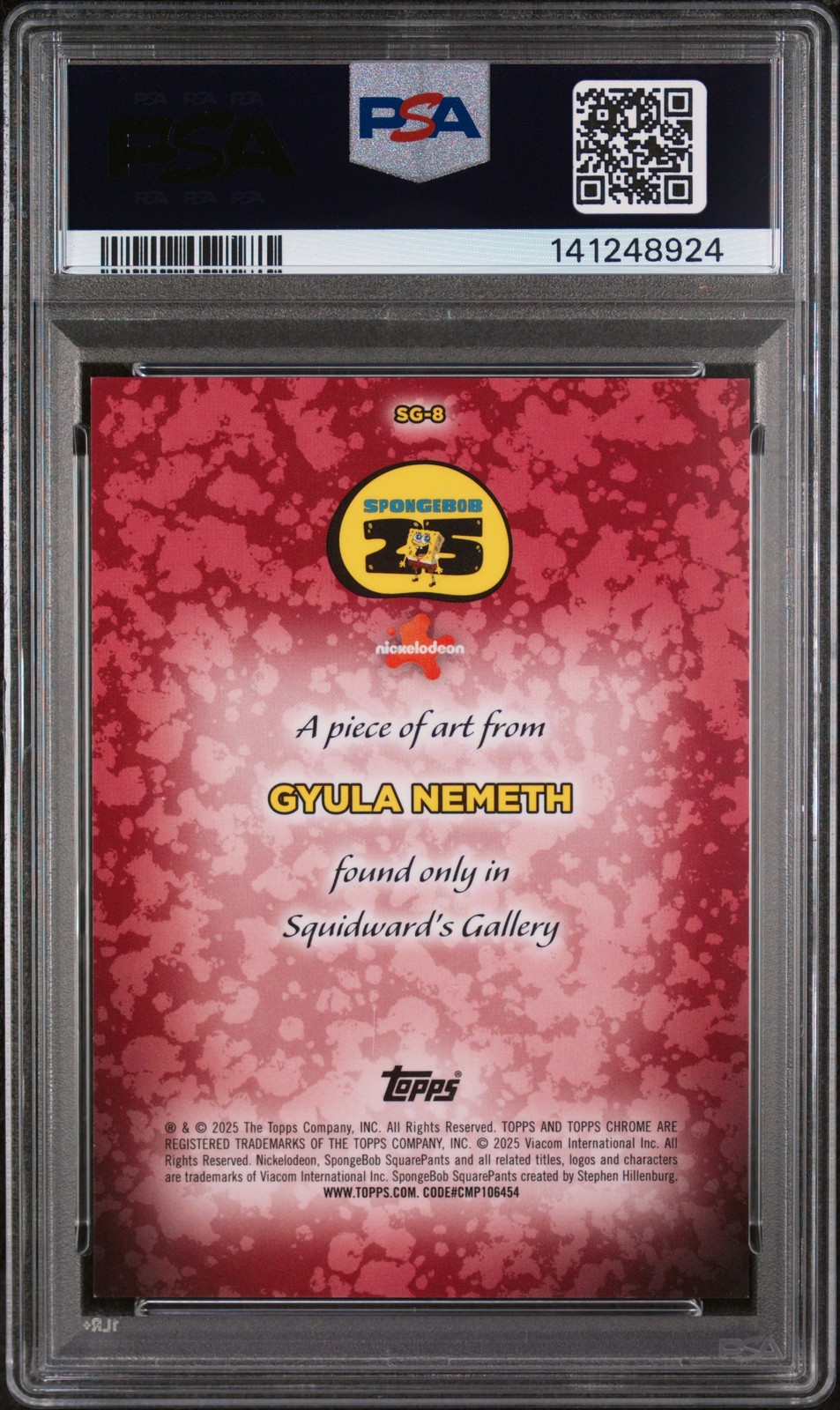 Squidward's Gallery Gyula Nemeth SG-8 Topps Chrome Spongebob PSA 9 *924 view 2