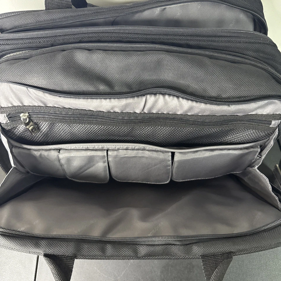 Samsonite Gris Negro Lona Cuero Portátil Maletín Correa para el Hombro 6 Bolsillos Foto 4 de 4