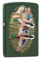 Zippo Two Ducks Flying Lighter, Green Matte NEW IN BOX