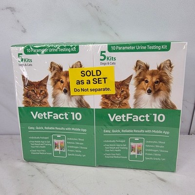 VetFact 10 Parameter Urine Testing Kit Dogs and Cats, 5 Kits Ea, Total 20 Kits