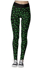 St Patricks Day Leggings for Women,Shamrock Leggings Large Shamrock Clover