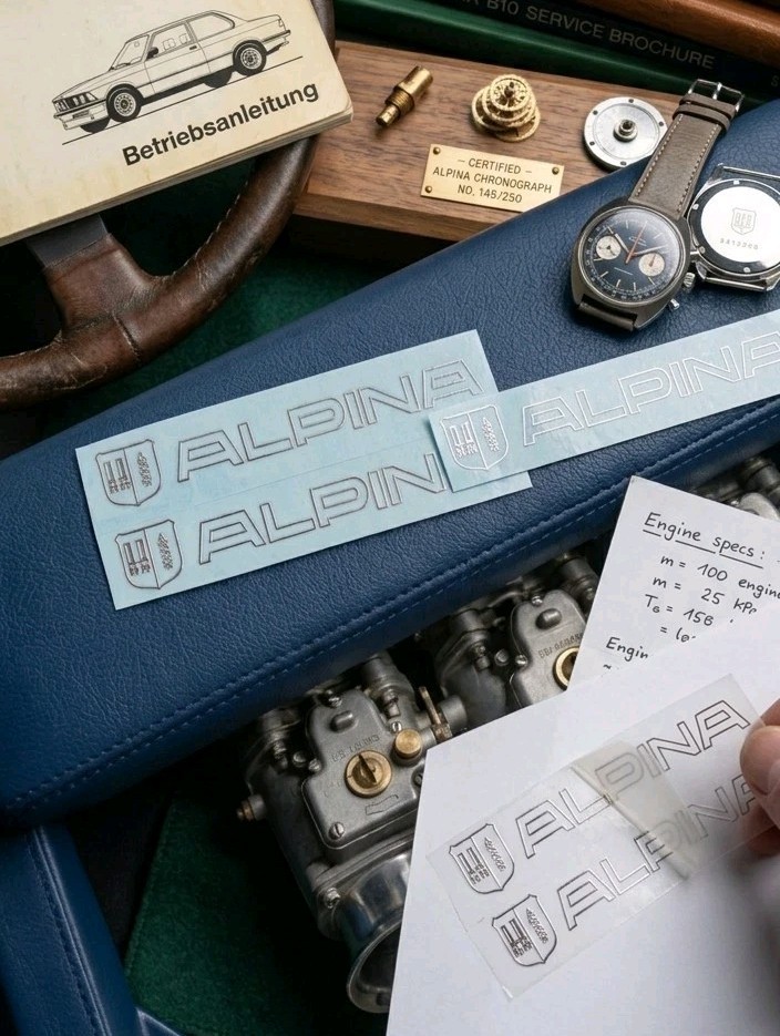 alpina 4x logo emblem Sticker Metall Aufkleber Cockpit Armatur Interieur 