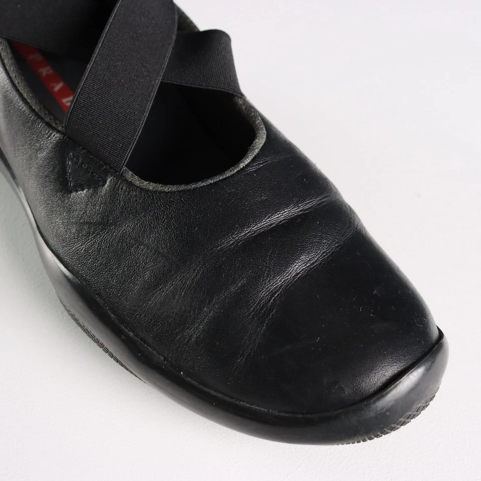 Prada Shoes Black Leather Second Hand UK Size 6 Italy Second Hand Originals - Image 4 of 4