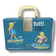 Vintage Mattel Tutti Doll Blue Vinyl Carry Play Case VERY NICE