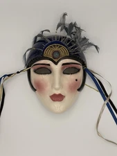 About Face Clay Art of San Francisco Ceramic Wall Mask Vintage 1990 Flapper