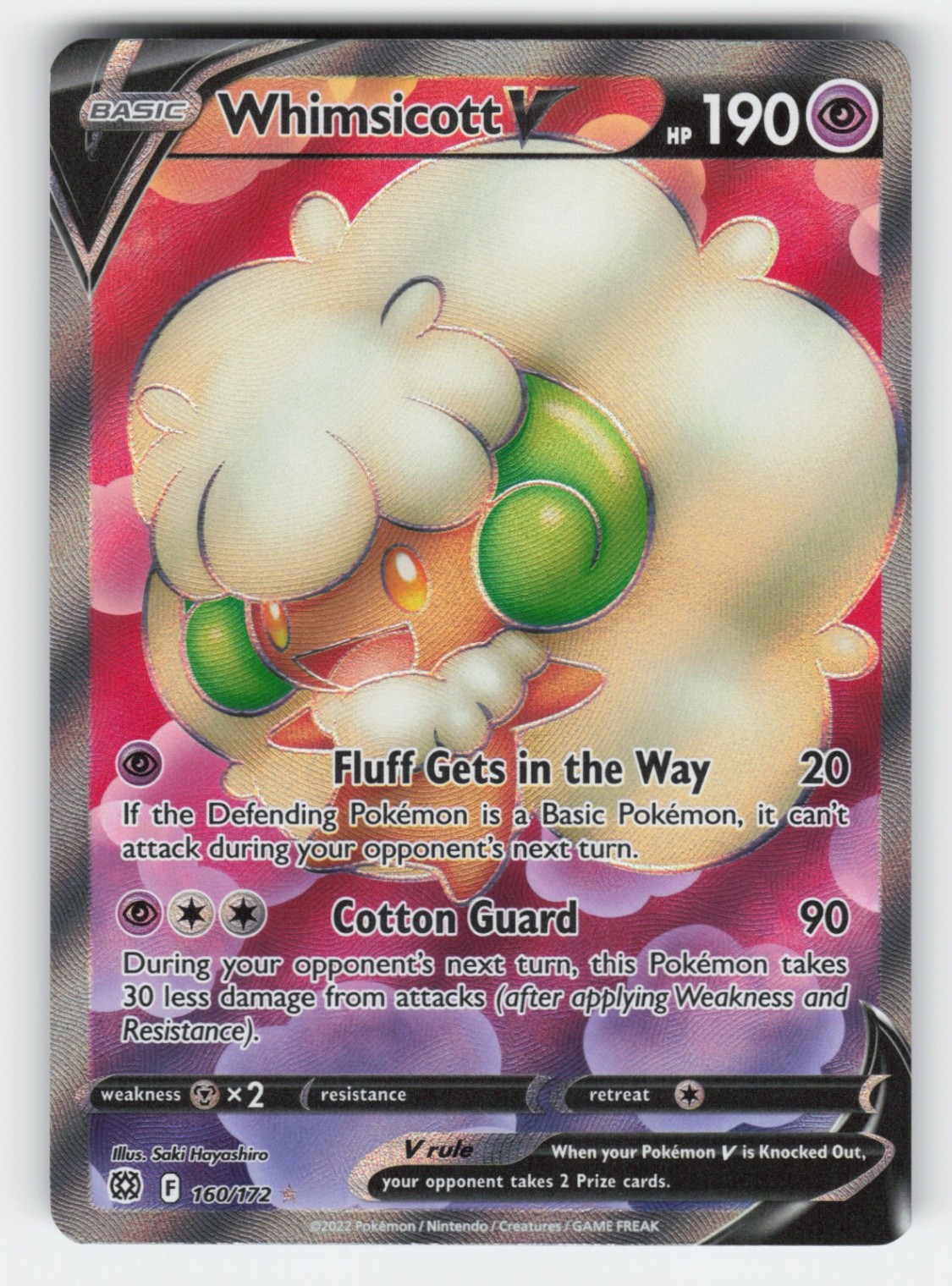 Whimsicott V (Full Art) 160/172 SWSH09 SWSH09: Brilliant Stars Holo NM
