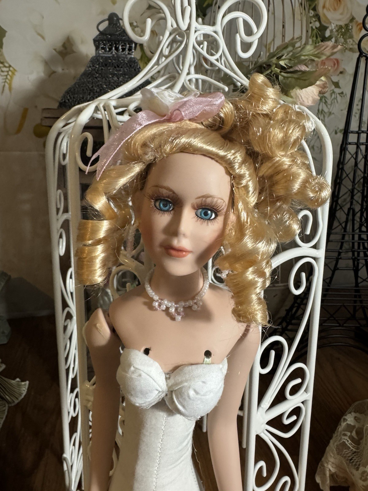PORCELAIN DOLL, 16 INCHES TALL, READY FOR DRESSING