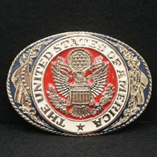 WC13105 NOS GREAT VINTAGE 1970s UNITED STATES OF AMERICA ARTWORK BELT BUCKLE