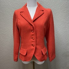 Vintage Bobbie Brooks Women's Wool Blend Orange Lined Three Button Blazer Small