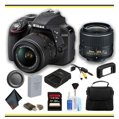 Nikon D3300 DSLR Camera with Lens Kit and Memory Card and Bag Kit