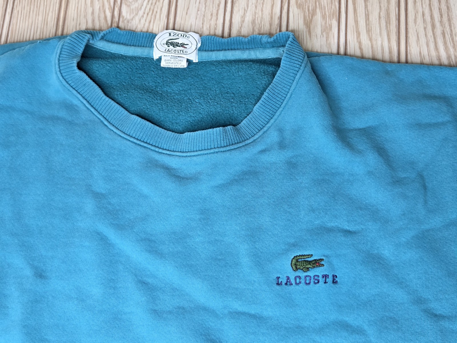 Vintage Izod Lacoste Sweatshirt Men's Large Teal Crewneck Shirt USA thumbnail 2