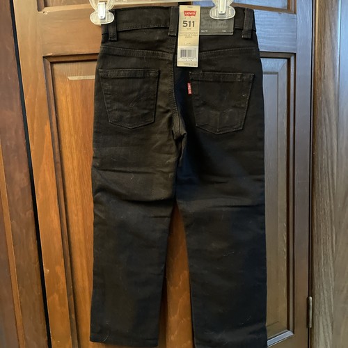Levis Boys 511 Black Slim Adjustable Waistband Stretch Straight Leg Jeans Size 5 - Picture 3 of 4