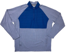 Johnnie-O Leon Blue Mixed Media 1/4 Zip Golf Pullover Quilted Logo L Large NWOT