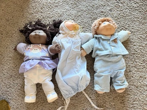 Cabbage Patch Kids Vintage 16" Baby Dolls Lot of 3, Mixed Ethnicity, Outfits