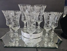 set (8) Ice Tea Glasses Goblets 7-1/2" #3500 Crystal Glass Cambridge Rose Point