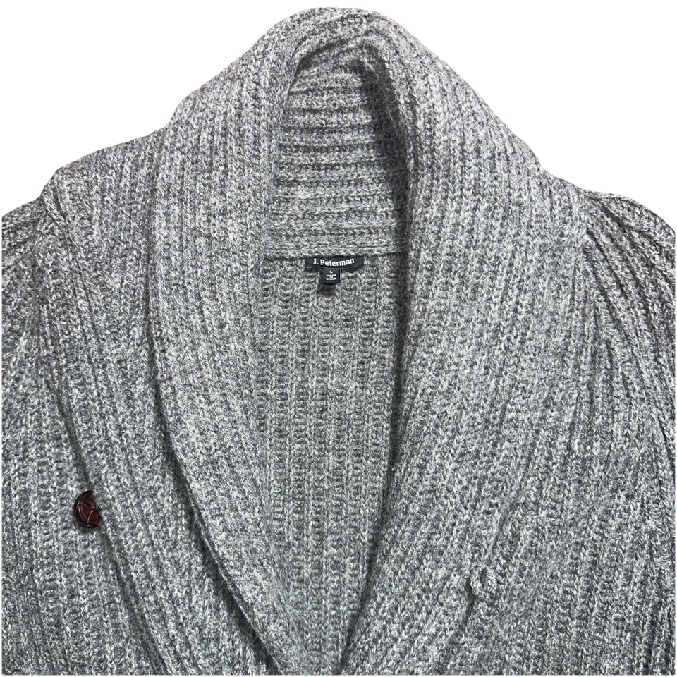 Suéter J. Peterman Gris Lana Pesada Chal Cuello Talla Grande Foto 2 de 4