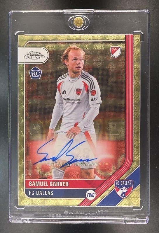 Samuel Sarver 2026 Topps Chrome MLS Soccer #CA-SV Rookie Auto SuperFractor 1/1 view 1