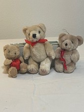 8"  6" Two Little Articulating Bears and 5" Valentines Russ  Berrie bear