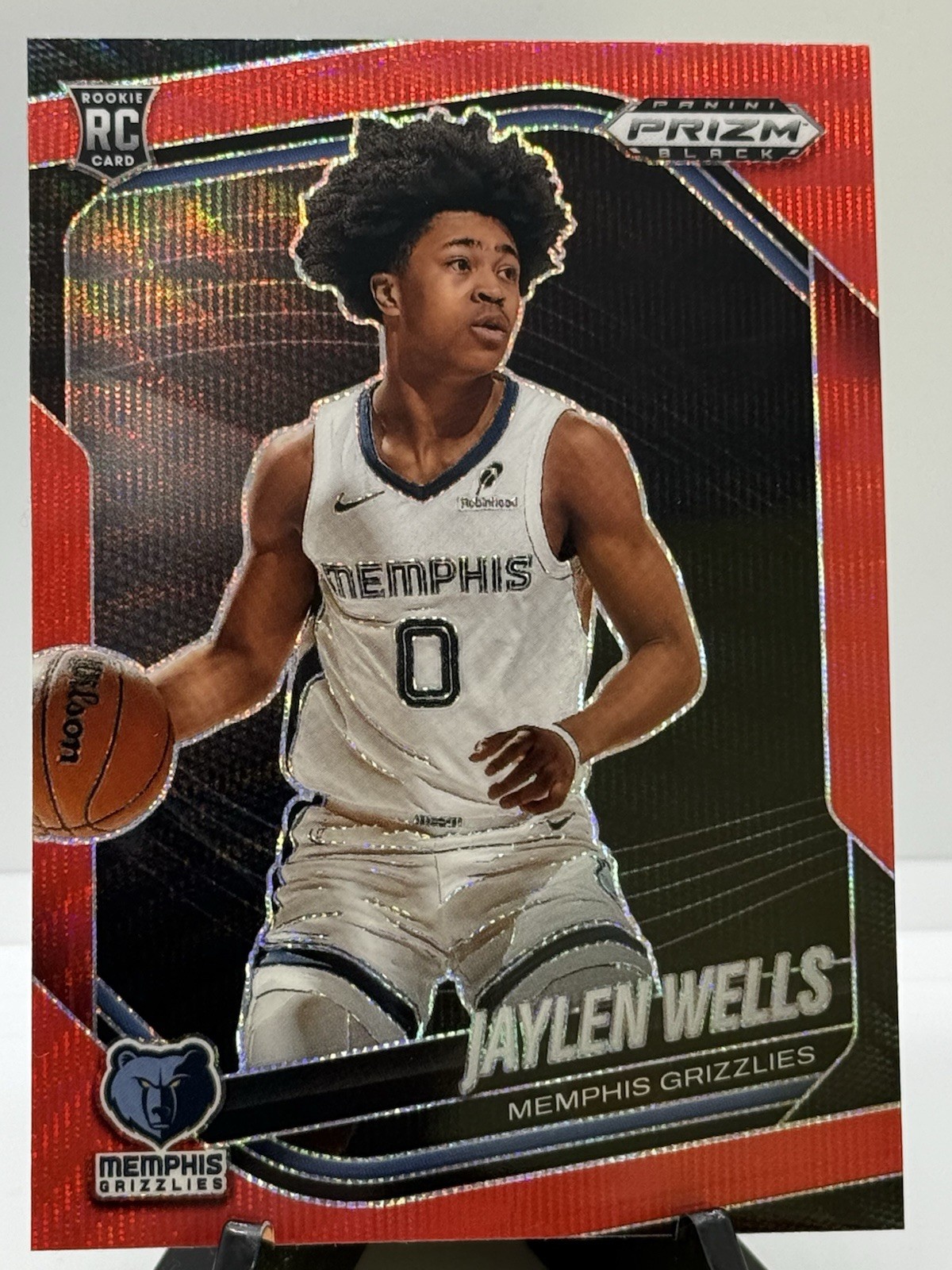 2024-25 Prizm Black Jaylen Wells Red Wave Rookie #34 Grizzlies