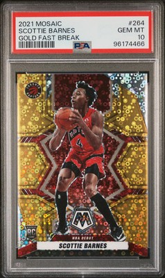 2021 Panini Mosaic Scottie Barnes #264 RC Fast Break GOLD Prizm /10 PSA 10
